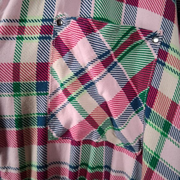 Torrid Dress Size 3 Plus Size 3X Pink Green Blue Pliad Roll Sleeve Midi Zip - Picture 11 of 16